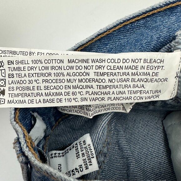 Forever 21 Distressed Button Fly Straight Women's size 24 Blue Denim jeans - Picture 4 of 5